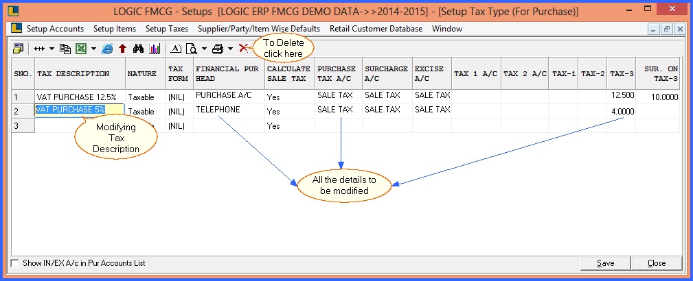 fmcg setup tax type purchase 2